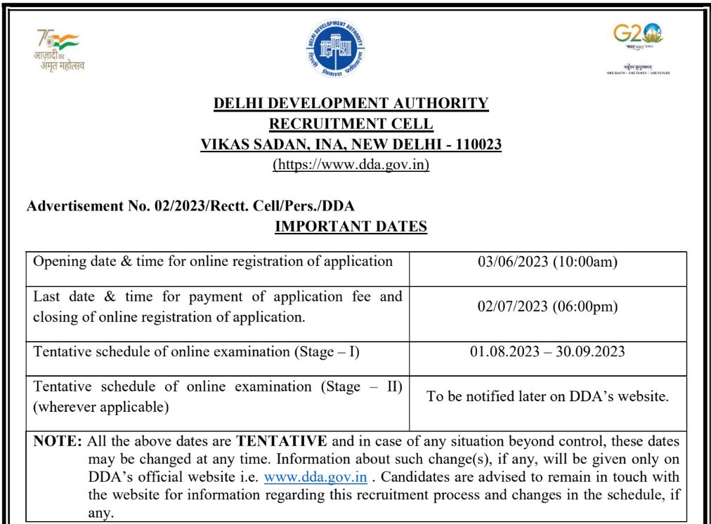 DDA Recruitment 2023
