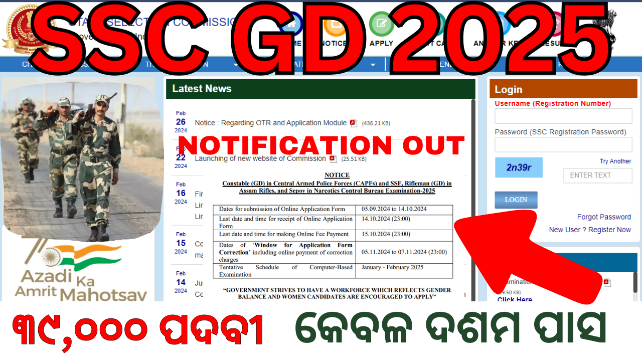 SSC GD Notification 2025 : 39481 Constable Post - Apply Now